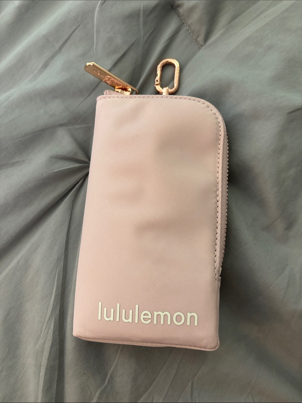 lululemon athletica Blush Pink Zip Pouch with Gold Clip
